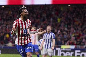 冈萨雷斯近5场为马竞出战已2次梅开二度，此前177场仅1次